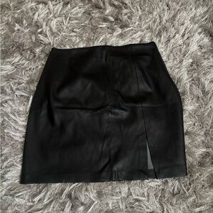 Zara Black Leather Pencil Skirt